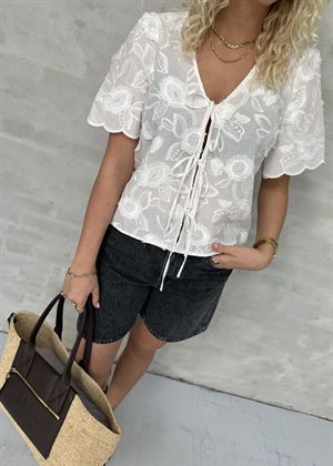 Mini ss v-neck bluse Hvid Object 